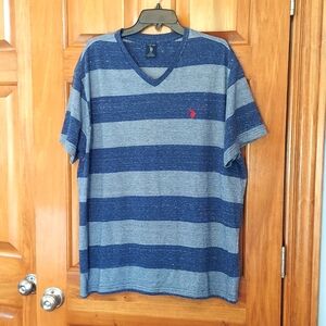 * U.S. Polo Assn. Striped Tweed V-Neck Tee, Size XXL, Like New
